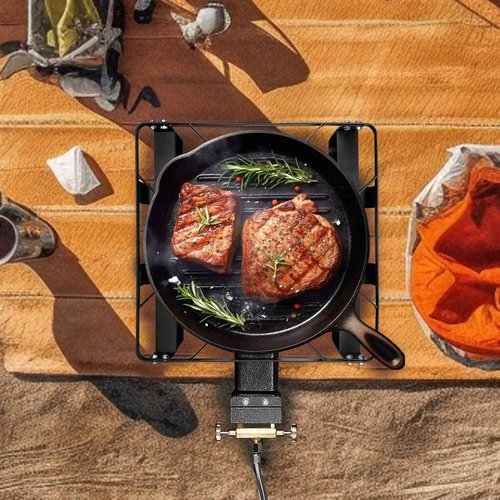 Vivicreate 185000 BTU High Pressure Propane Burner Outdoor Gas Stove Single Burner Cooktop for Turkey Fryer Seafood Boil Brewing BBQ Camping Stove Estufa de Gas Portátil Fogón de Gas 2 valve