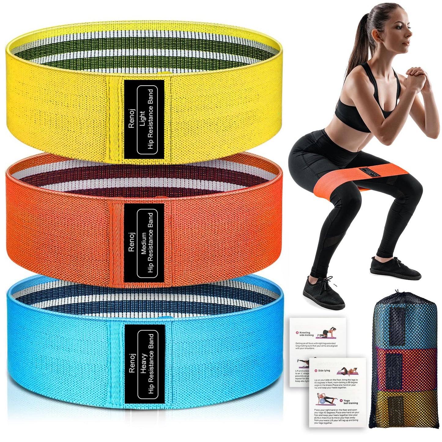 Resistance Bands, Exercise Workout Bands for Women and Men, Stretch Bands for Booty Legs, Pilates Flexbands