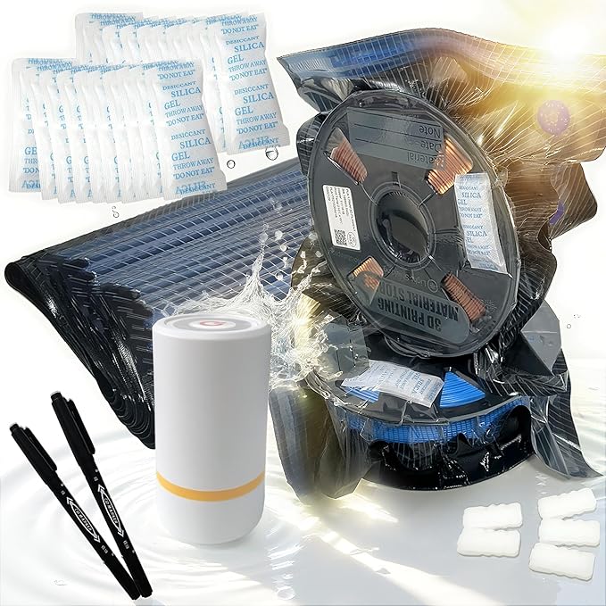 48 PCS Light-Proof Vacuum Sealed Storage Bags Kit for 3D Printer Filament, 13.4 x 12.6 Inch - Moisture Proof & Anti-Humidity with Desiccants, Keep Filament Dry