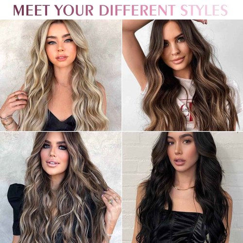 Fimislosion Real Hair Extensions Clip in Human Hair, Seamless Clip in Hair Extensions Real Human Hair, 18 Inch Clip ins extensions for women, Natural Black 120G 7Pcs