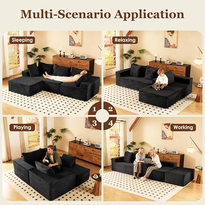 INGEROOM Modular Cloud with Deep Seat 108 inch (Black)