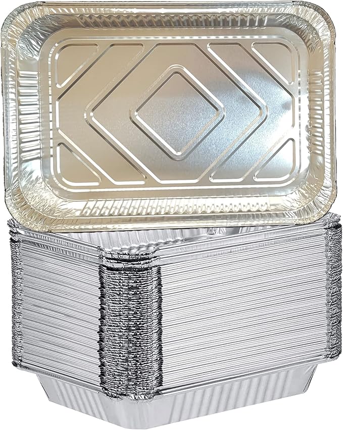 4 LB Aluminum Foil Pans, 12 x 8 x 1.7” Trays, Foil Pans for Baking, Roasting, Broiling (250 Counts)