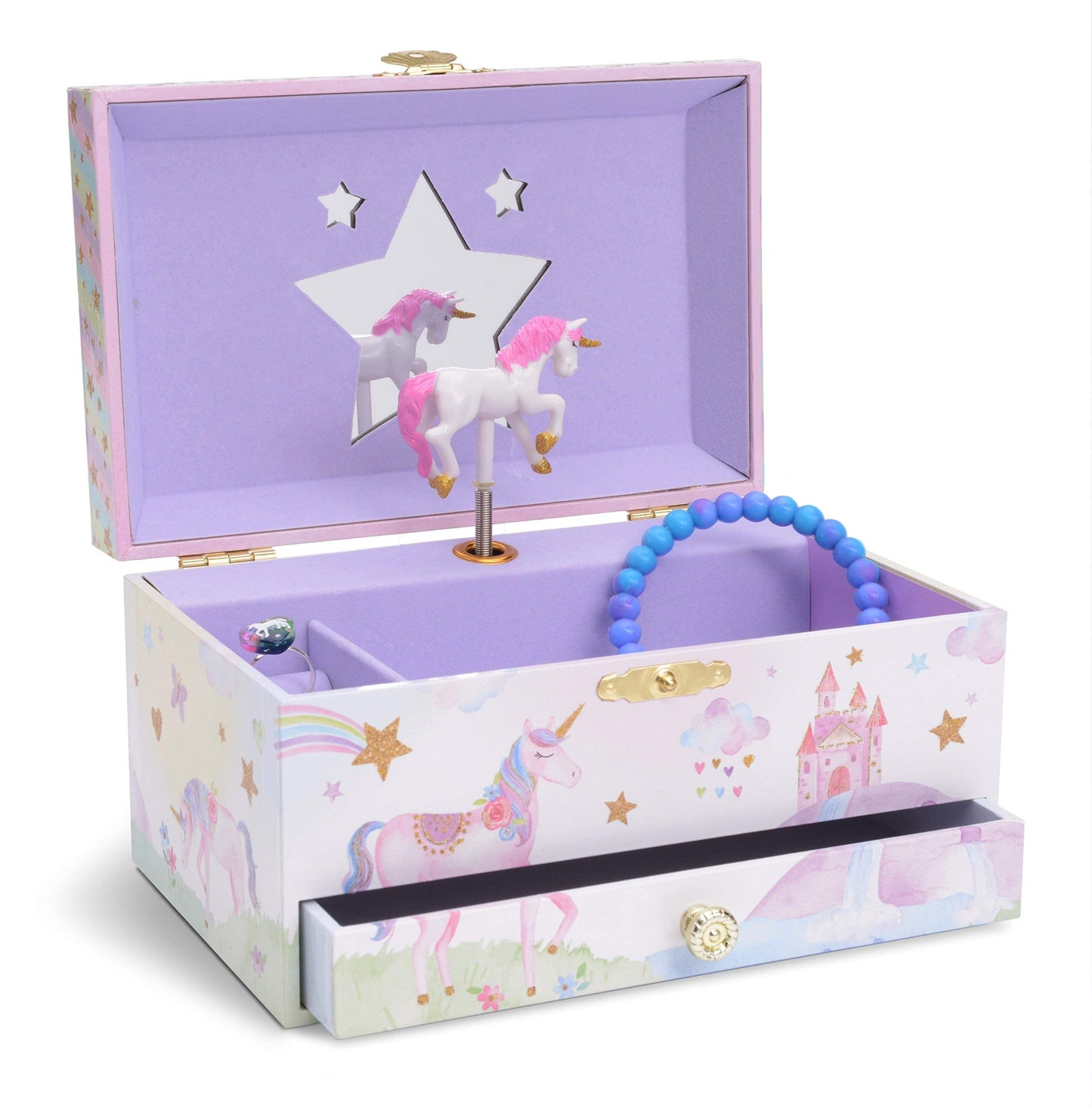 Jewelkeeper Jewelry Box for Girls with 1 Drawer - Unicorn Musical Jewelry Boxes, Beautiful Dreamer Tune, Spinning Unicorn Doll,