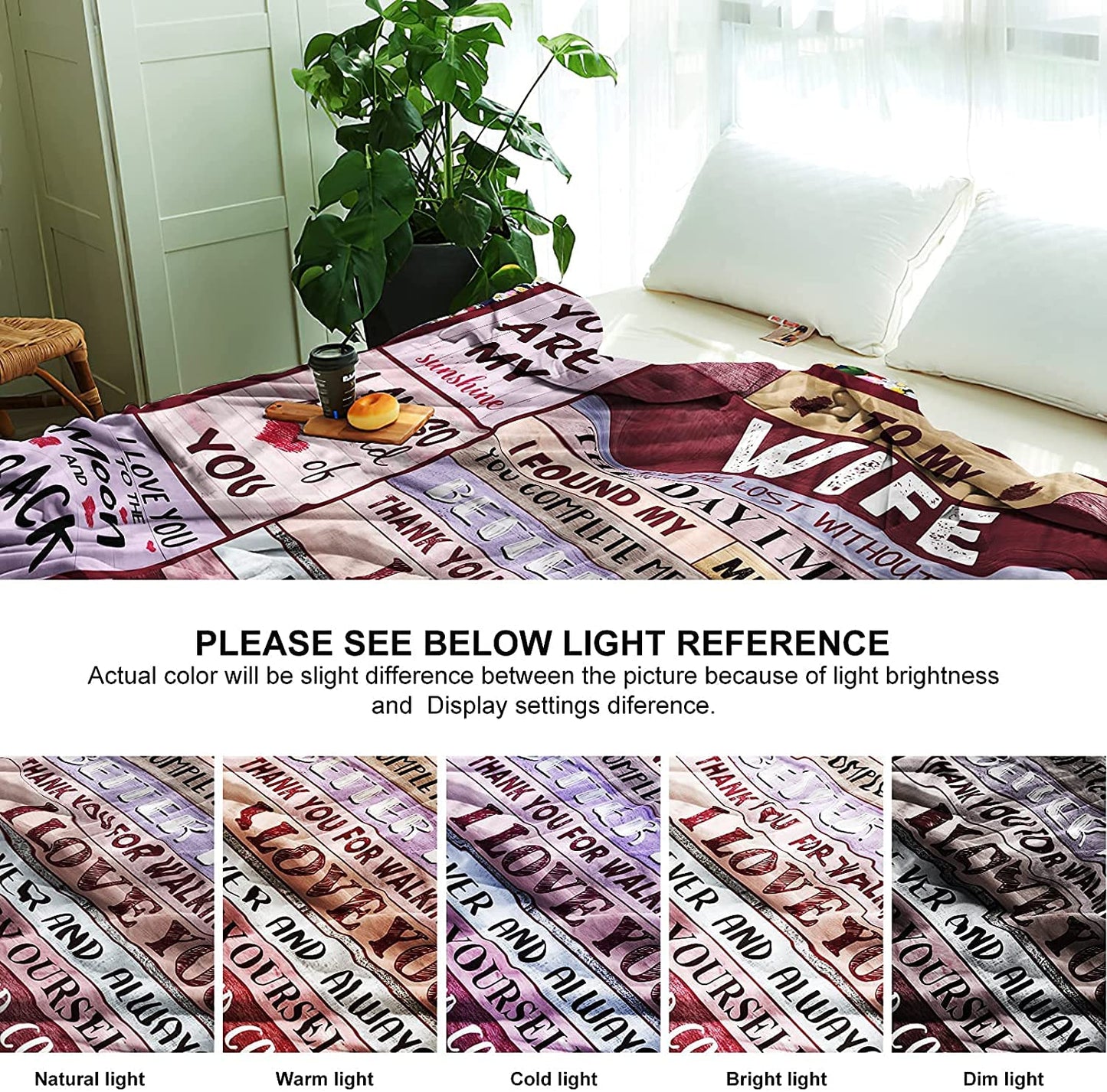 JTUOW Anniversary & Birthday Blanket for Her - Romantic 'I Love You' Gift for Wife, Women - Perfect for Valentine's, Mother's Day & Christmas (50x40in, Wife Gifts)