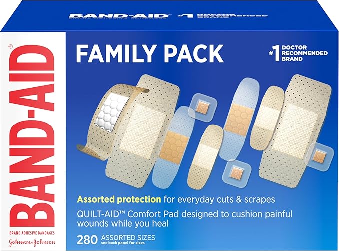 BAND-AID Brand Adhesive Bandages Family Variety Pack, Sheer & Clear Flexible Sterile Individually Wrapped Strips & Spots, ...