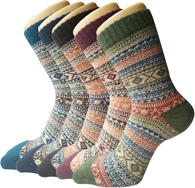 Senker Fashion Wool Socks for Women, Crew Boot Warm Sock for Hiking Trekking Work Outdoor Winter Gifts for Women Mom Her