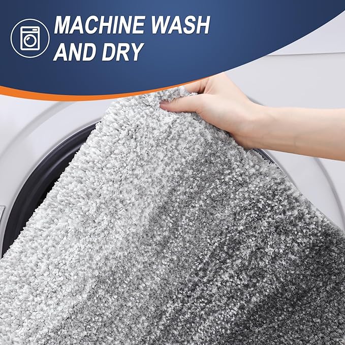 OLANLY Bathroom Rugs Mat 40x32, Extra Soft Absorbent Microfiber Bath Rugs, Rubber Backing, Quick Dry, Machine Washable Bath Mats for Bathroom Floor, Tub and Shower, Home Decor Accessories, Grey