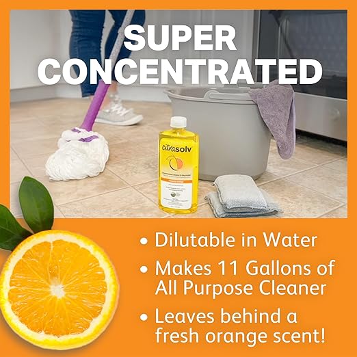 Citra Solv - Concentrated Household Cleaner & Degreaser - Valencia Orange Scent - 32 Fl Oz, Natural Ingredients, Non-Toxic, Biodegradable, Made in USA