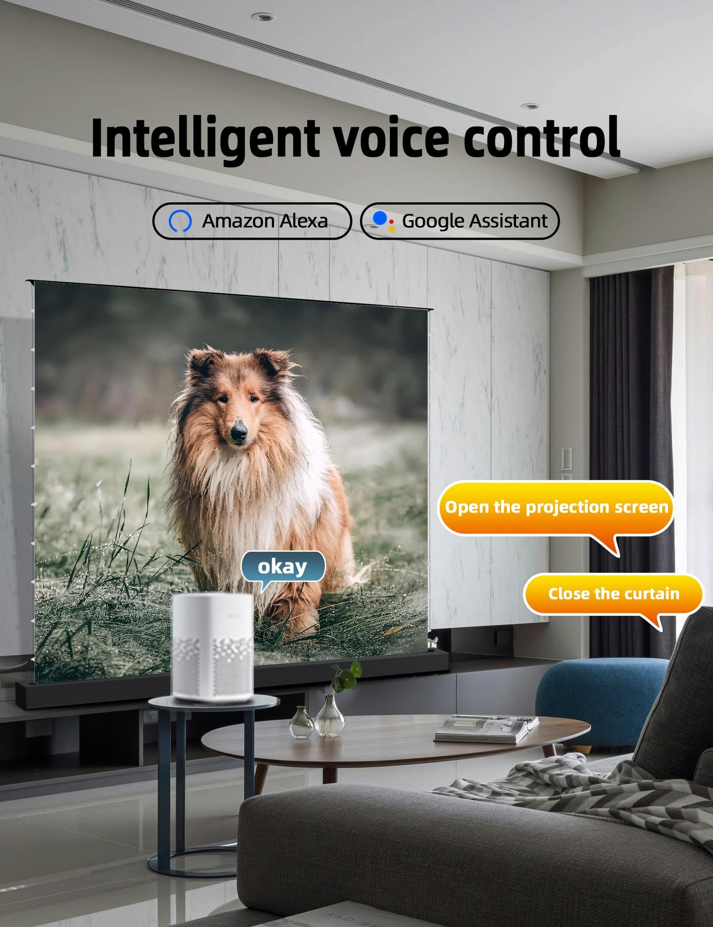 100" ALR Motorized Floor Rising Projector Screen for Long/Standard Throw Projector,Movie Screen for Home Theater,Motorized Projector Screen 4K/8K Ultra HD, Active 3D