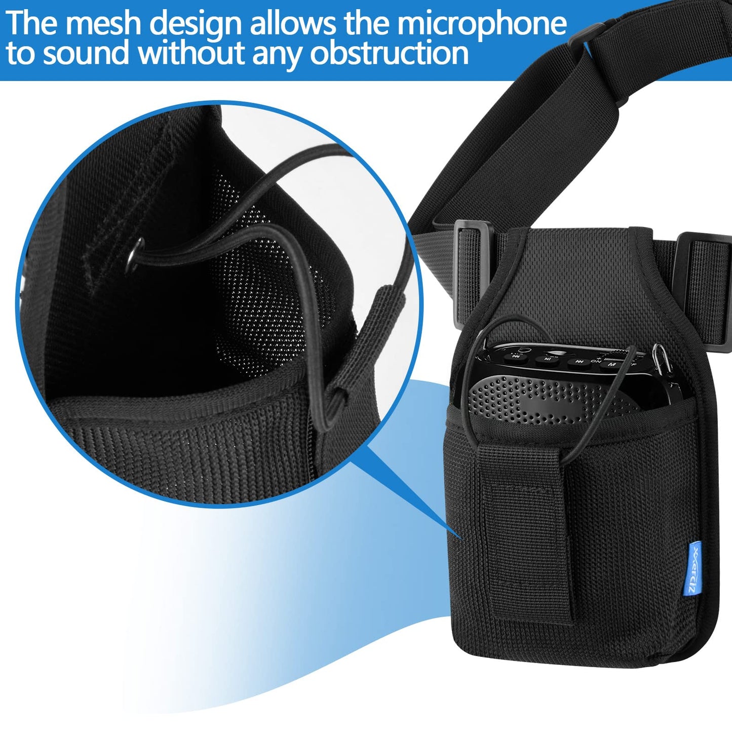 Xxerciz Mic Belt Microphone Belt With Adjustable Nylon Strap Microphone Transmitter Carrier Pouch Great For Fitness Instructors