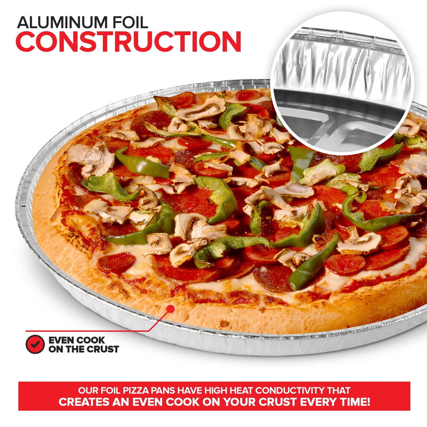 Stock Your Home 12 Inch Aluminum Pizza Pans Disposable (12 Pack) Round Foil Focaccia Pan for Individual Personal Pizzas, Giant Size Chocolate Chip Cookie Cake Tin, Large Serving Trays, Platter Tray