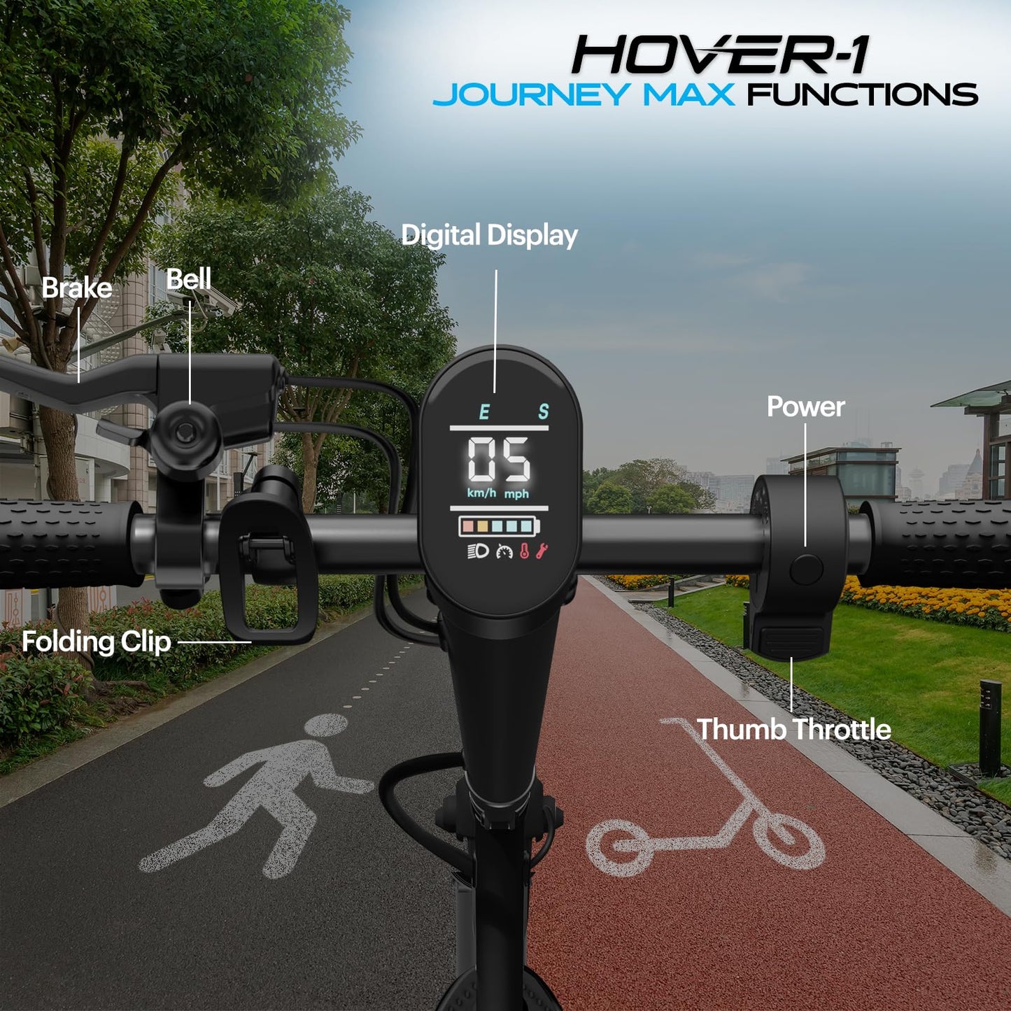 Hover-1 Journey Max Adult Electric Scooter with 700W Brushless Dual Motor Hill Climber, 19 mph Max Speed, and 26 Mile Range Commuter Scooter For Adults and Teens.