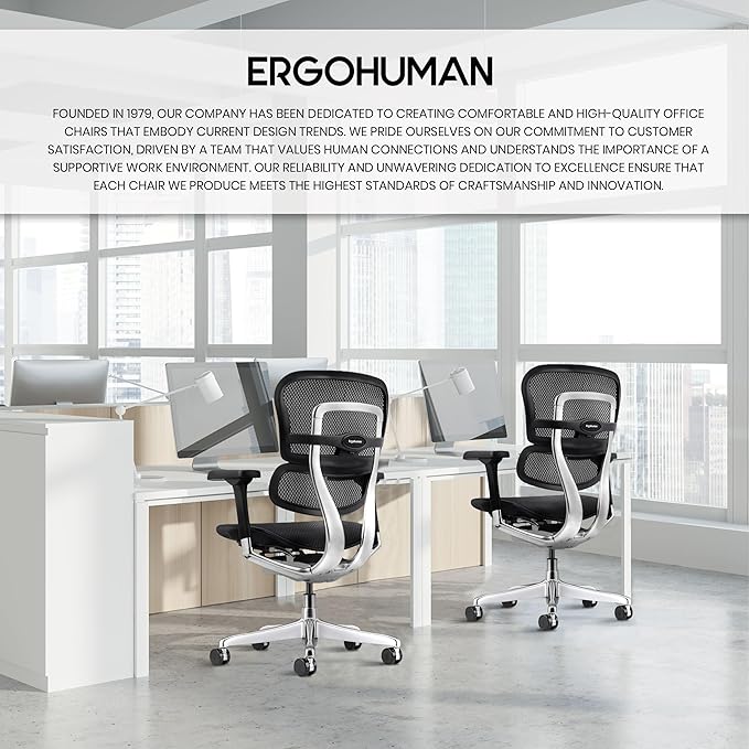 Ergohuman Eurotech ME8ERG GEN2 High Back Mesh Office Chair with Tilt Tension Control, Tilt Lock, Back Angle, Back Height, Synchro Tilt, Seat Height, Seat Depth, and Arm Height Adjustments, Black