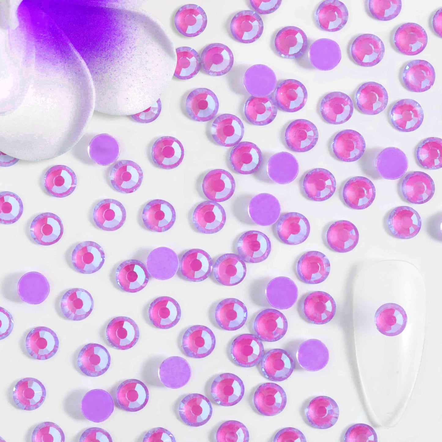 Beadsland 1440pcs Flat Back Crystal Rhinestones Round Gems for Nail Art and Craft Glue Fix, Luminous Purple, SS20,4.6-4.8mm