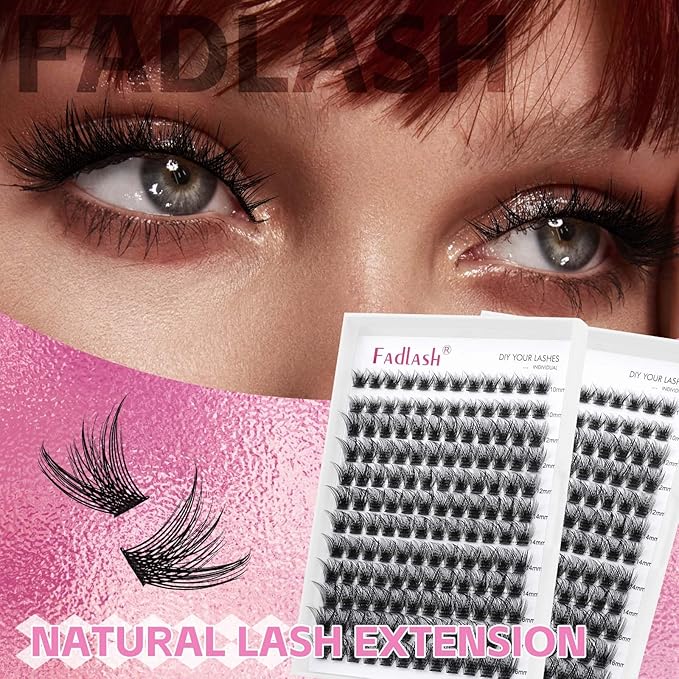 Lash Clusters 10-16mm 144pcs Mixed Tray Individual Lashes D Curl Individual Lashes Cluster Eyelash Extensions DIY Lash Extensions Eyelash Clusters Eyelash Extension Kit at Home (JN1-0.07D, 10-16mm)