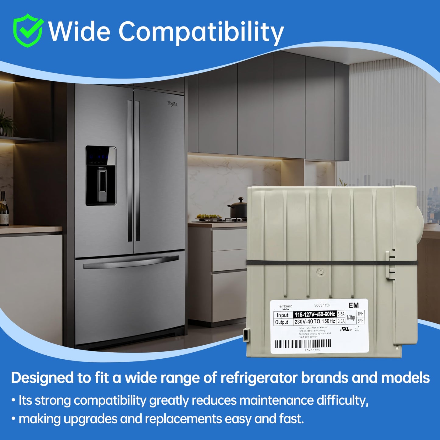 W11567494 W11367579 Refrigerator Inverter Control Board Compatible with Whirlpool Kitchen-Aid and Maytag Refrigerator Models Replaces W11367579 AP7179173 PS16660481 EAP16660481 PD00082189