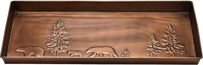 HF by LT Bear Pattern Metal Boot Tray, 30 x 13 inches, Antique Copper Finish