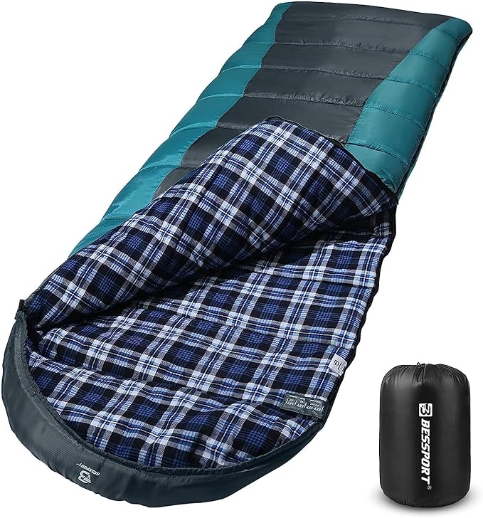 Bessport Sleeping Bag Winter | Flannel Lined 18℉ - 32℉ Extreme 3-4 Season Warm & Cool Weather Adult Sleeping Bags Large | ...