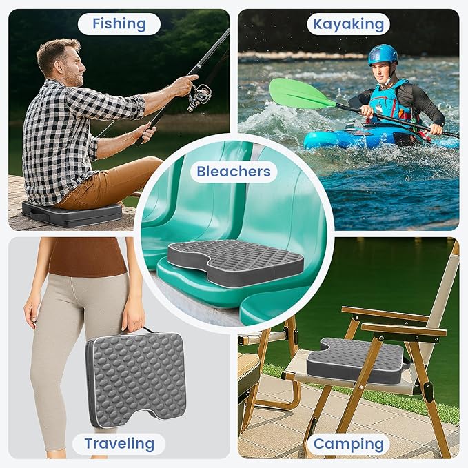 JDITVYHANO Stadium Seat Cushions 2 Pack - Portable Bleacher Cushions with 2.5-Inch Extra Thick High-Density Foam and Massage Dots, Outdoor Seat Cushions for Sports Events, Travel, Camping, Chairs