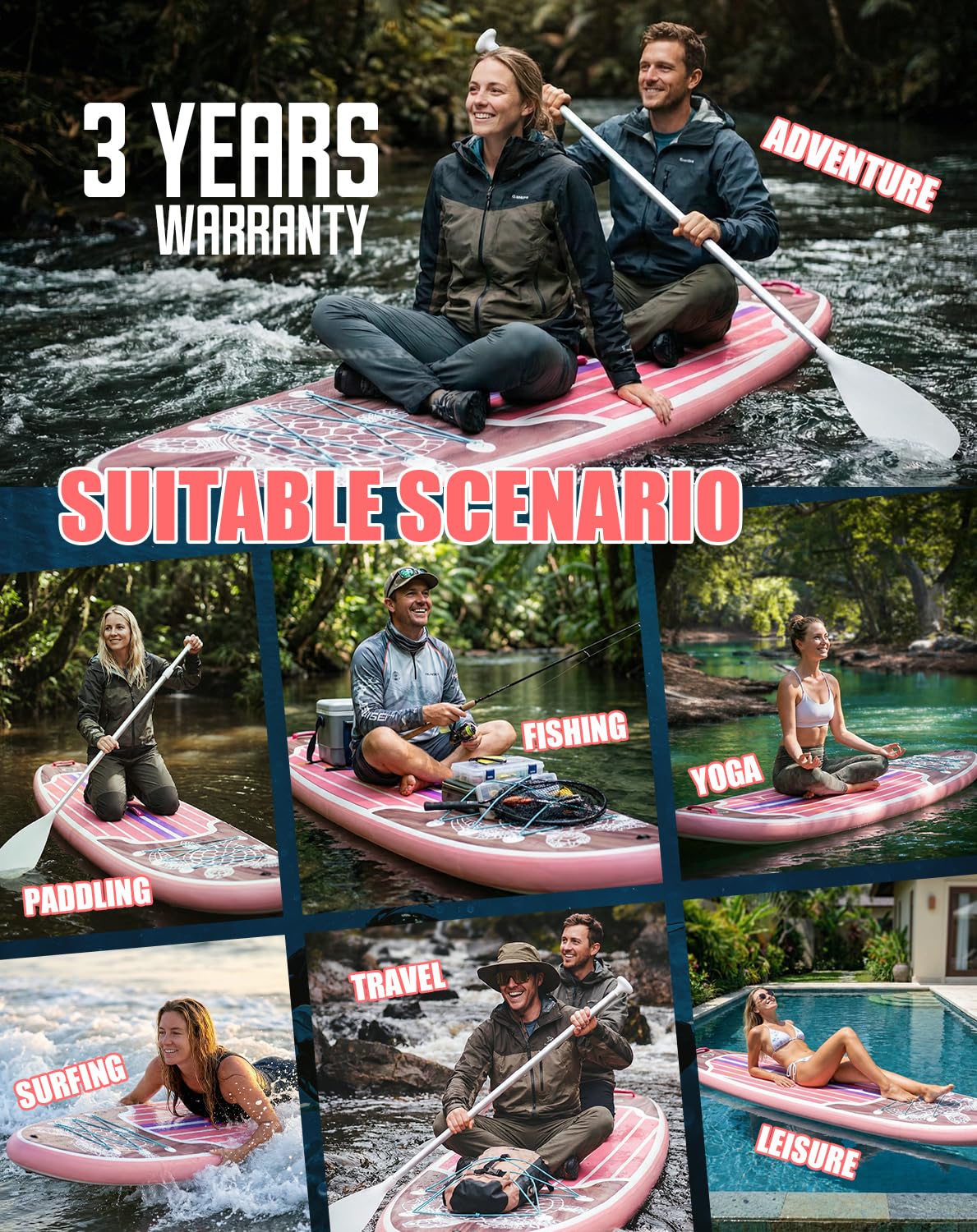 Tuxedo Sailor 11' Inflatable Stand Up Paddle Board with SUP Accessories, Anti-Slip EVA Deck and Large Fin, Paddle Boards for Adults & Youth of All Skill Levels