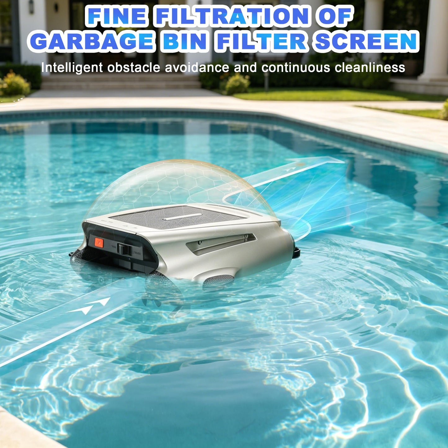 Uoark Solar Powered Robotic Pool Skimmer, Automatic Pool Surface Cleaner Robot with App Control,24/7 Continuous Cleaning, Dual Charging, Ideal for Above Ground & In-Ground Pools (Silvery