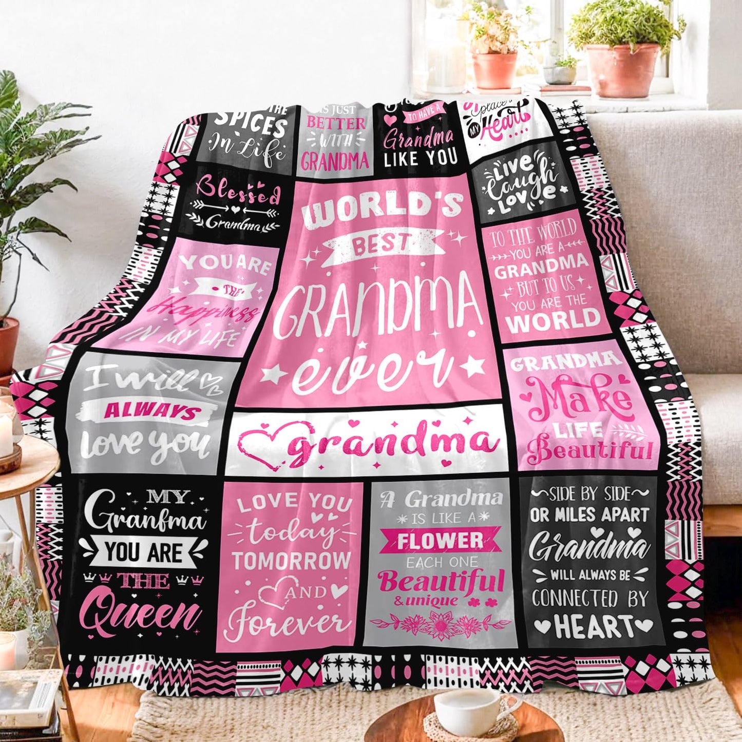 PVDSAVE Birthday Gifts for Grandma from Granddaughter - Christmas Mothers Day Birthday Gifts for Grandma from Grandchildren - Great Grandmas Gift - Grandmother Nana Gigi Gram Grandmas Blanket 50"x60"