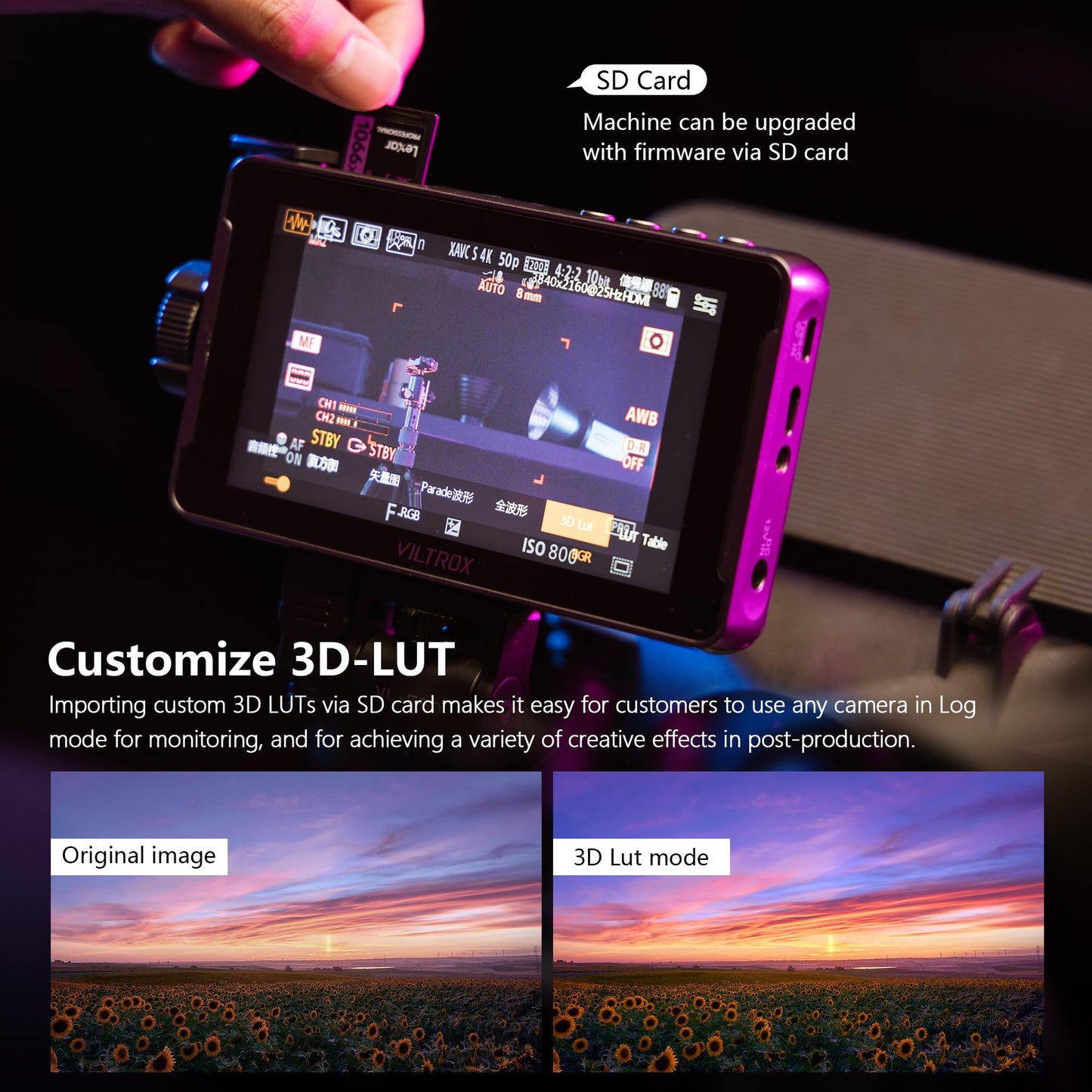 Viltrox Dc-550 Pro Touchscreen Camera Field Monitor 4K Hdmi (5.5 Inch) Dslr Camera Monitor With Battery Sunshade Hood 3D Lut Pea