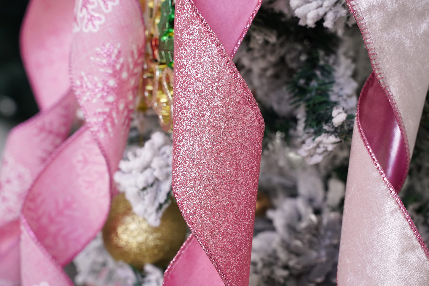 MEEDEE Pink Glitter Christmas Tree Topper - 12" Wide Velvet Bow for Christmas Tree (1 Pack)