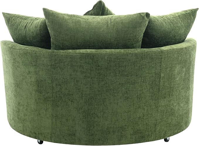 Yoglad Oversized Round Swivel Accent Chair - Modern 360 Degree Barrel Chairs with Storage Ottoman, for Living Room, Bedroom(Chenille - Green)