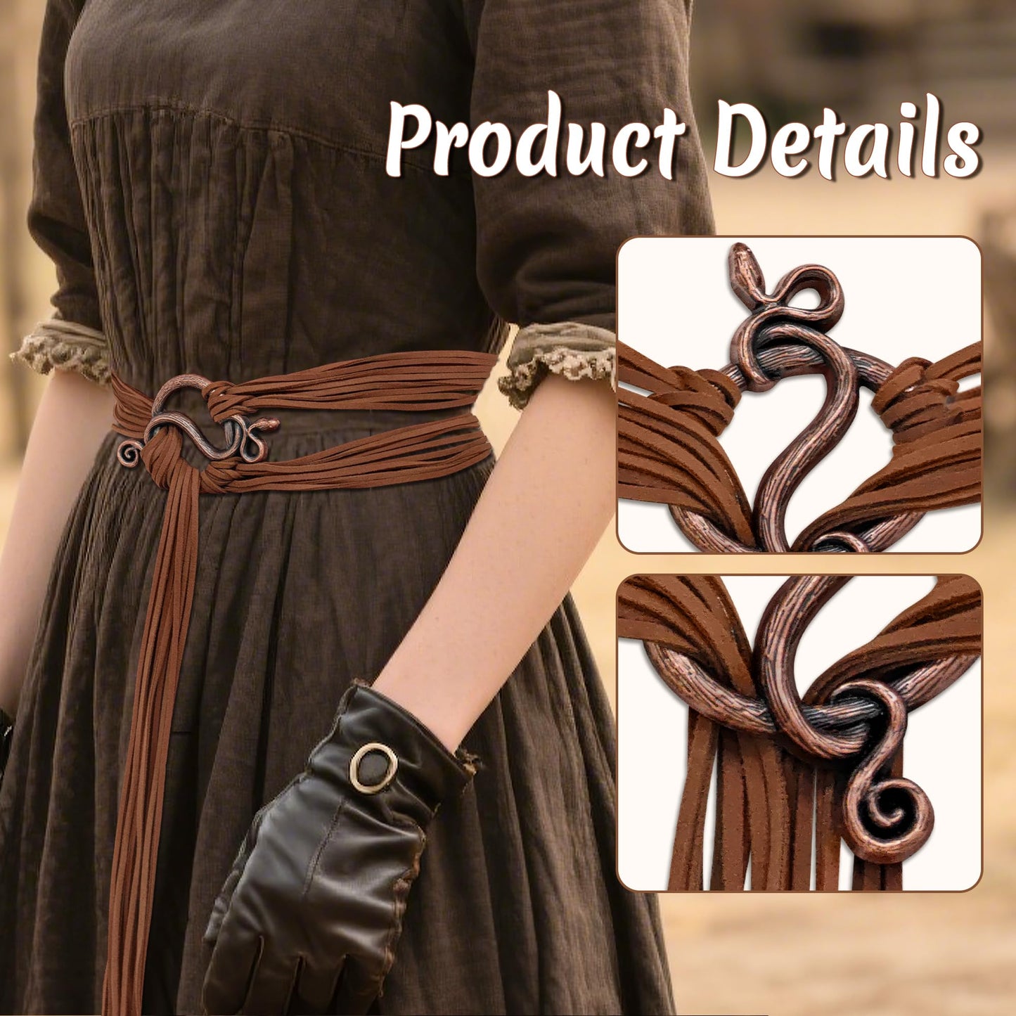 Horolam Viking Troll Rope Belt, Medieval Norse Witch Rope Belt for Women Pagan Shaman for Cosplay Dress Up