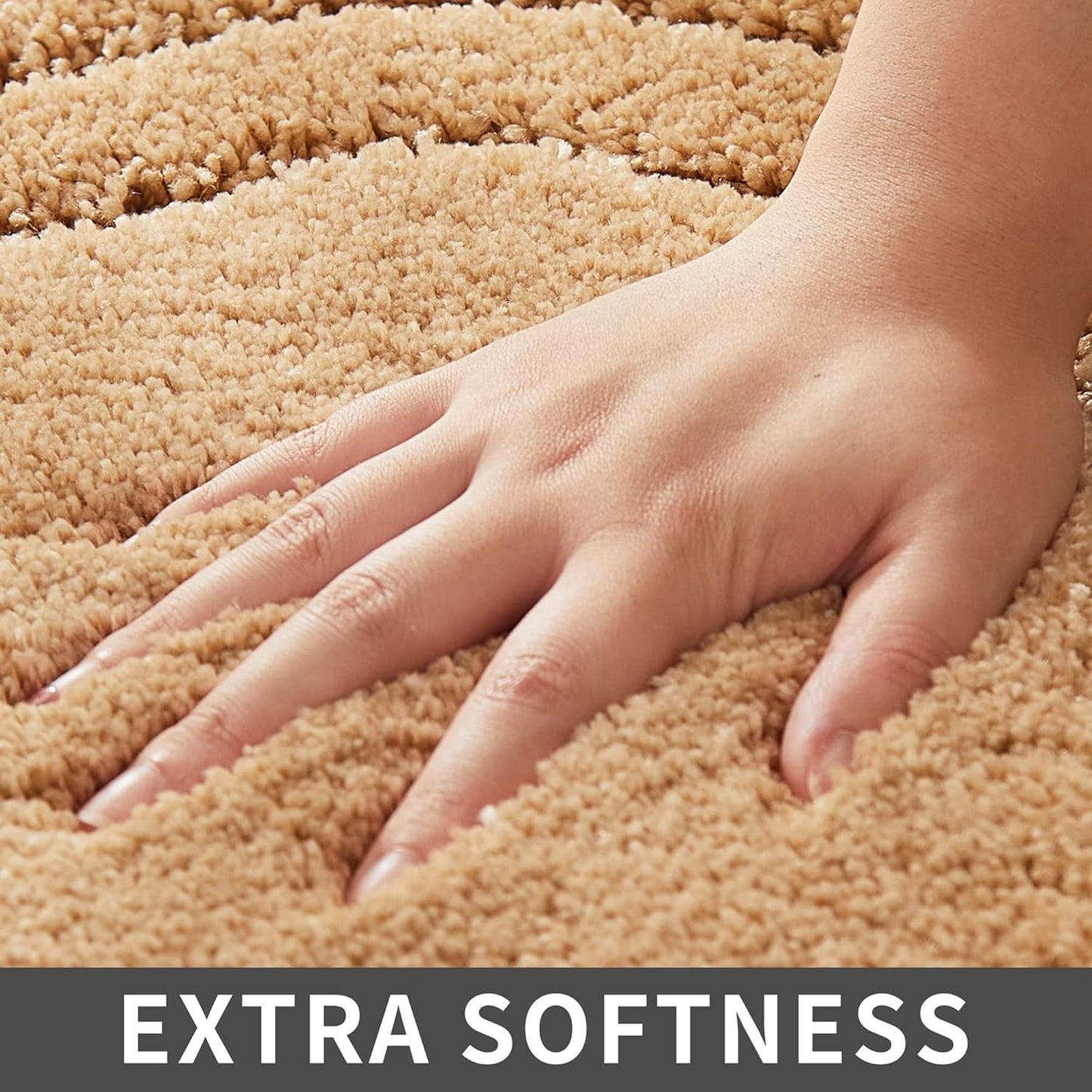 COSY HOMEER Extra Thick Bath Linen Sets Rugs for Bathroom - Anti-Slip Bath Mats Soft Plush 100% Strong Polyester Living Room Bedroom Water Absorbent(Beige,20x32 - Inches)