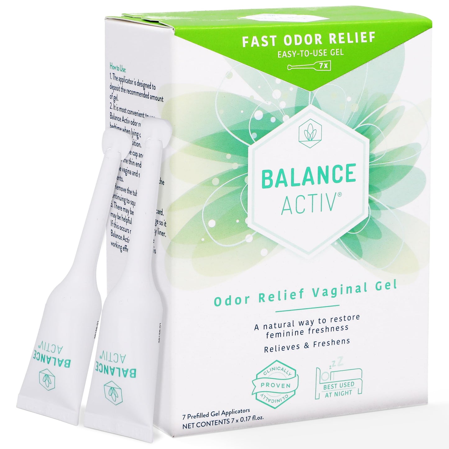 Balance Activ Odor Relief pH Balanced Vaginal Gel for Women, Works Naturally to Rapidly Relieve Unpleasant Odor & Restore Feminine Freshness