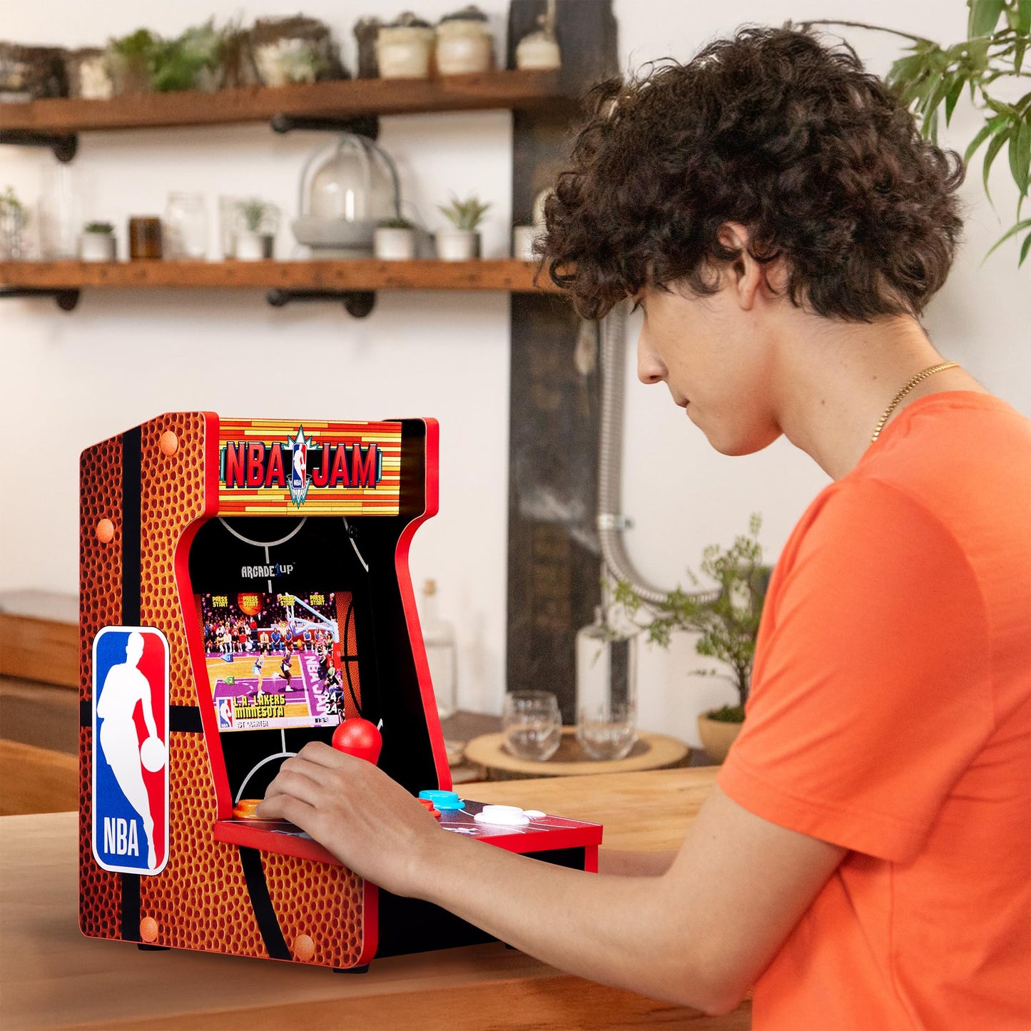 Arcade1Up NBA JAM Countercade Arcade Machine with NBA JAM TE and NBA Hang Time, 7" LCD Screen, Light-Up Marquee and Real-Feel Arcade Controls