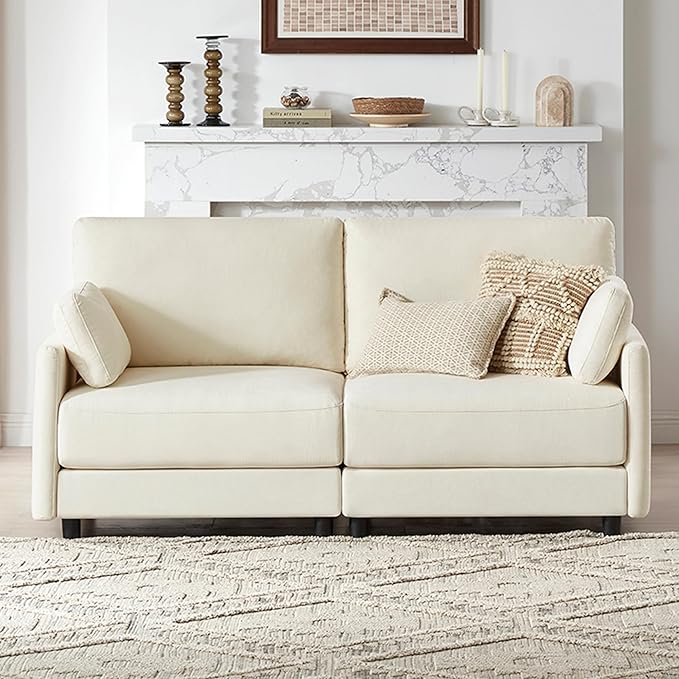CHITA Modular Sectional Loveseat Sofa, Modern Cloud Couch for Living Room and Apartment, 2 Seat Extra Comfty Sofa, Removable Cover, Easy Assembly for Small Spaces, 73.6 Inch Width, Cream