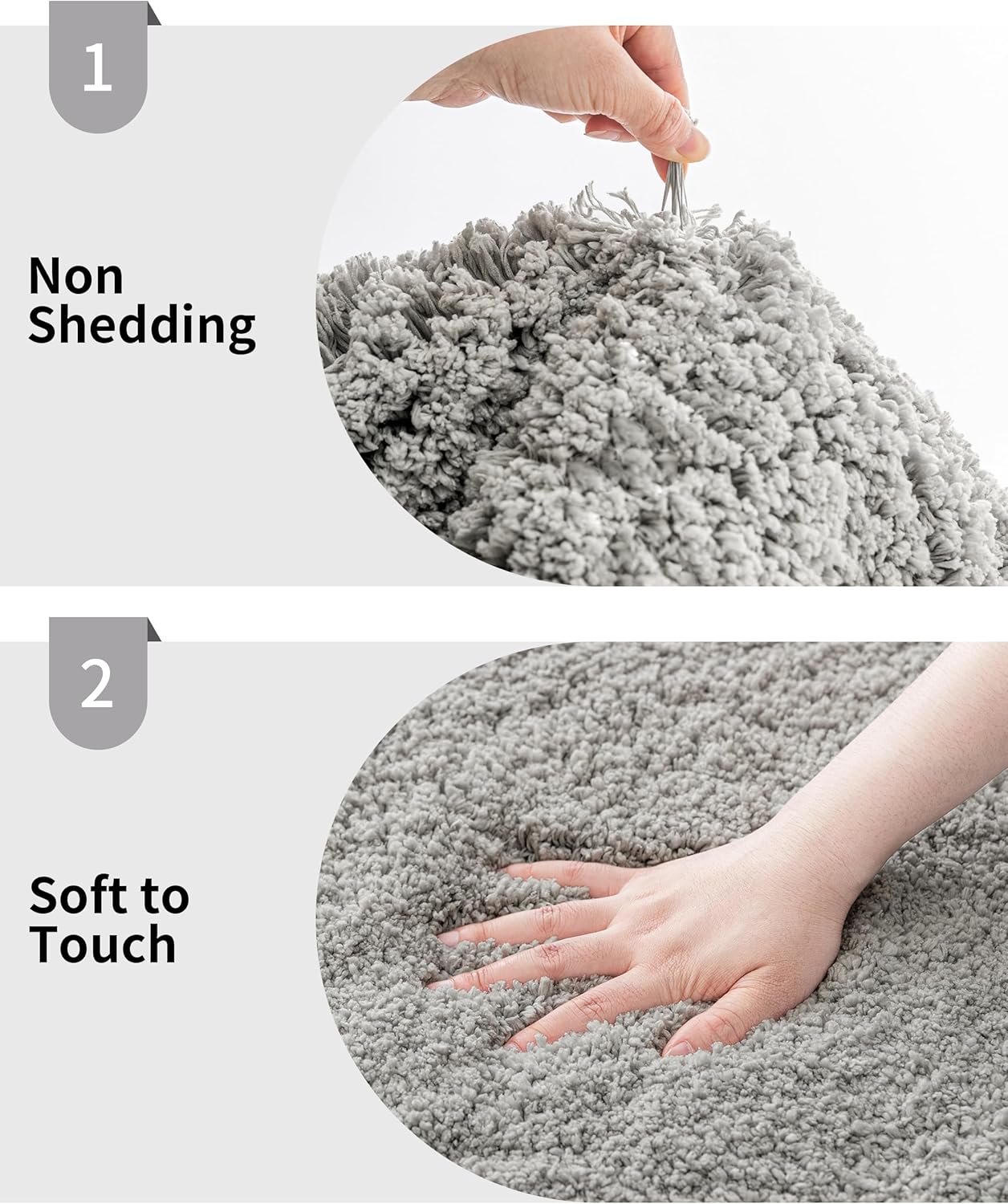 Gray Bathroom Runner Rug 24x59 Non Slip Fluffy Long Bath Mat for Bathroom Floor Washable Plush Luxury Bath Rug for Tub Absorbent Shower Sink Mat Bedside Rug