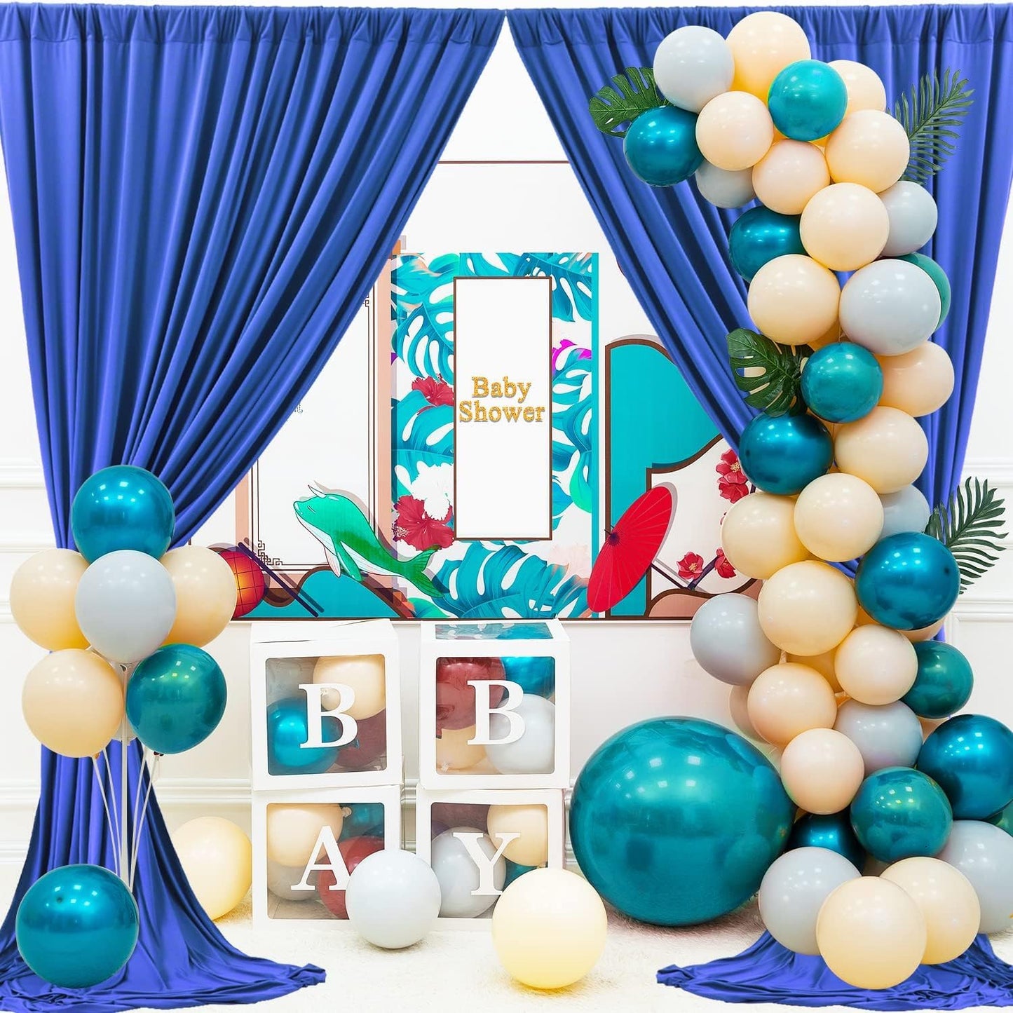Wrinkle Free 10X8 Ft Royal Blue Backdrop Curtains For Parties, Polyester Backdrop Drapes Soft Back Drop For Birthday Wedding Pho