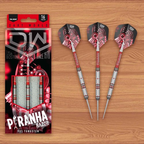 DW Piranha Razor 90% Tungsten Steel Tip Darts 22G, Precision Balanced, Accurate and Durable - Perfect for Professional and Recreational Players