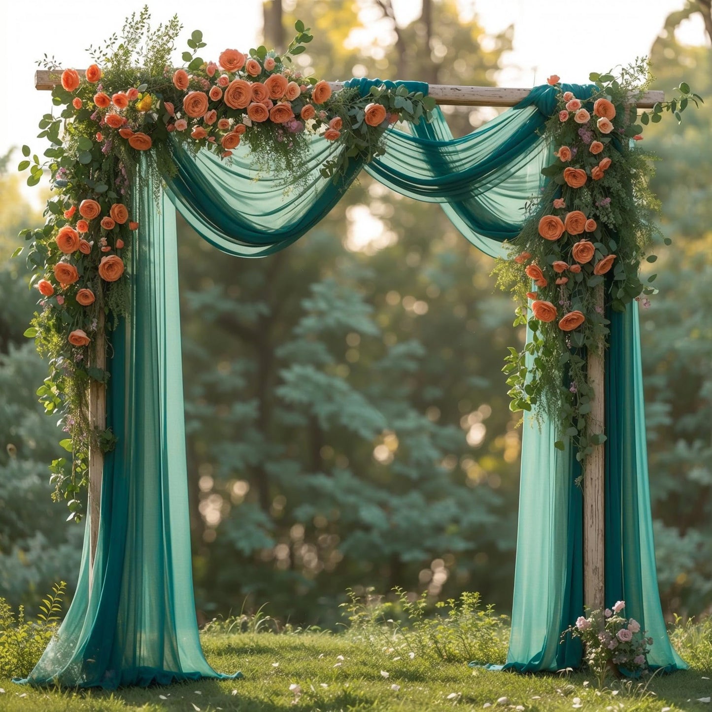 Wedding Arch Draping Fabric, 2 Panels 28 X 19Ft Emerald Green Arch Drapes Sheer Backdrop Curtain For Wedding Ceremony Party Ceil
