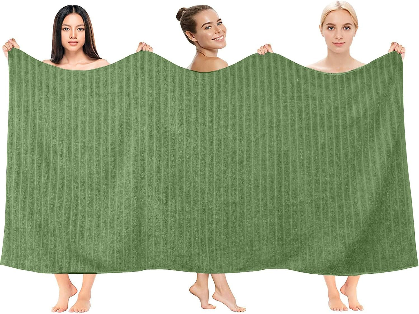 DAN RIVER Pack of 2 Bath Sheet 35x70 Inches, Extra Large Ribbed Quick Dry Bath Towels for Bathroom, Soft Absorbent Towels - Sage Green