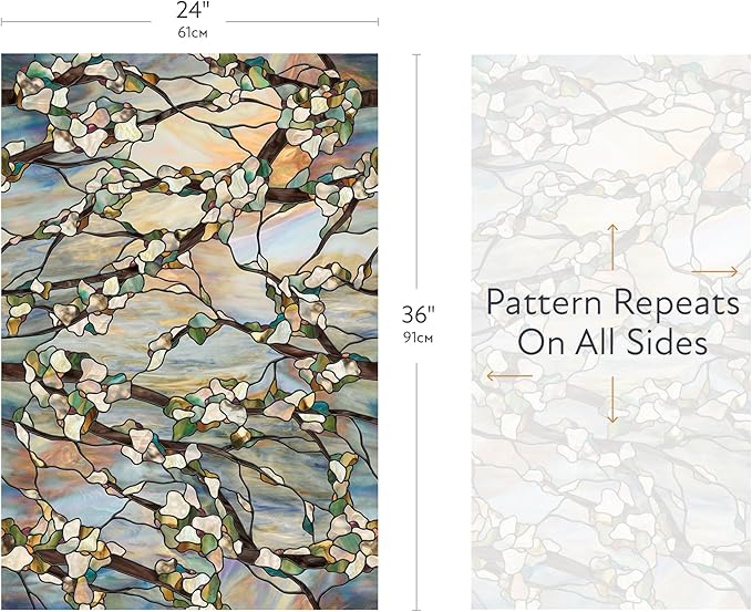 Artscape Sunset | Privacy Window Film with Vibrant Colored Pattern | Non-Adhesive & UV Protection | Easy to Apply & Removable | 24 x 36 Inches | Made in USA
