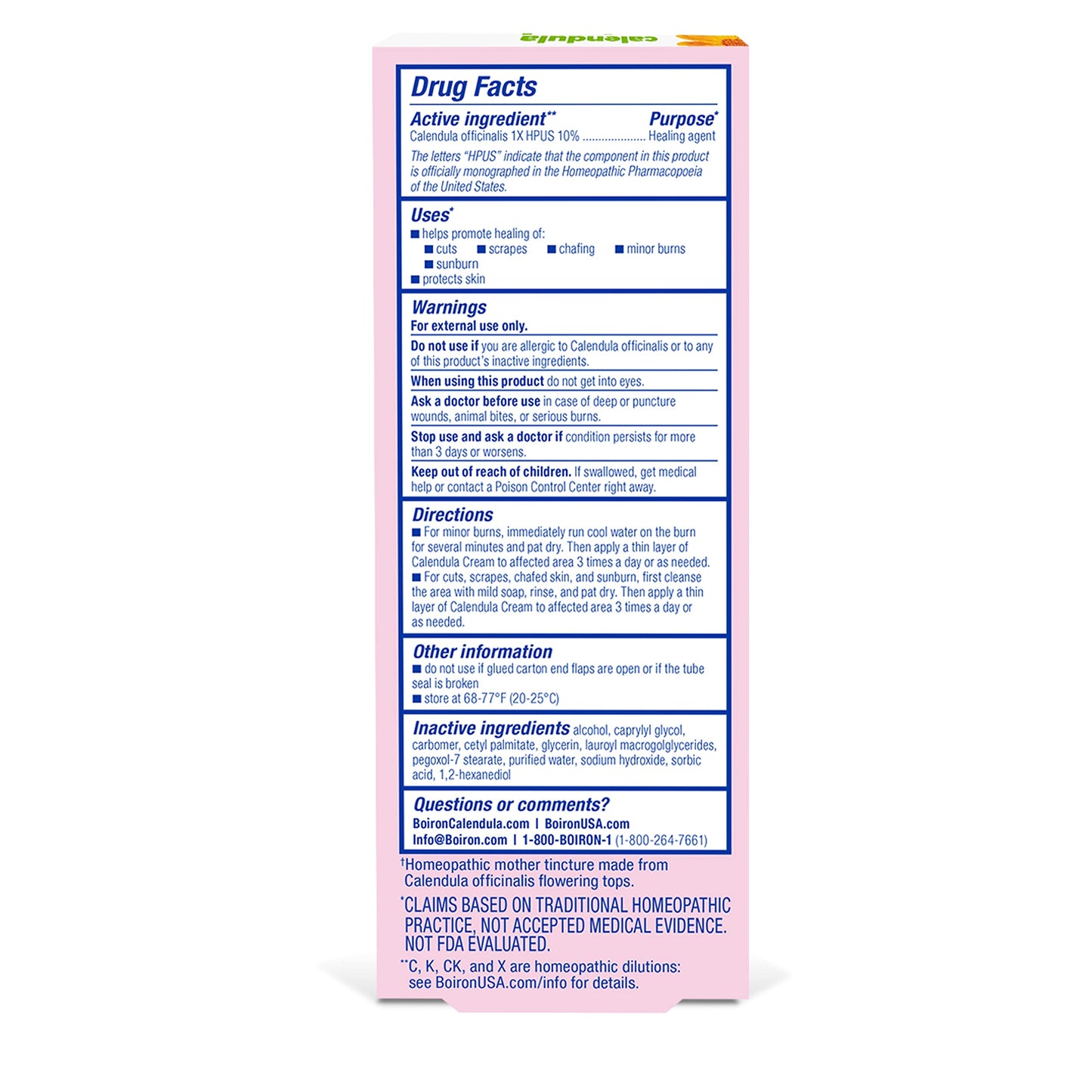 Boiron Calendula Cream for Relief from Rashes, Skin Irritations, Razor Burn, Insect Bites, or Sunburns - Non-Greasy and Fragrance-Free - 5 oz (2 Pack of 2.5 oz)