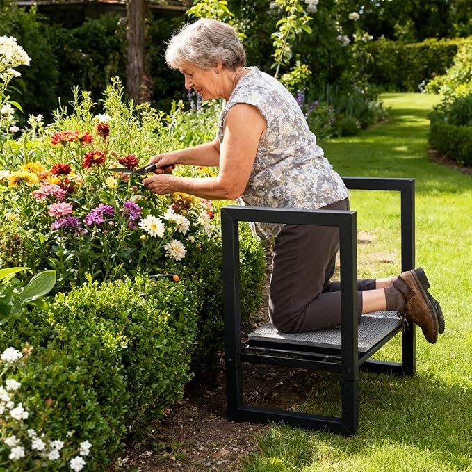 ETICSIPA Garden Kneeler and Seat Heavy Duty 500lbs, Anti-Tip Gardening Stools with 10.5” Widen Kneeling Pad for Seniors Gardeners, 2 in 1 Garden Bench for Kneeling and Sitting