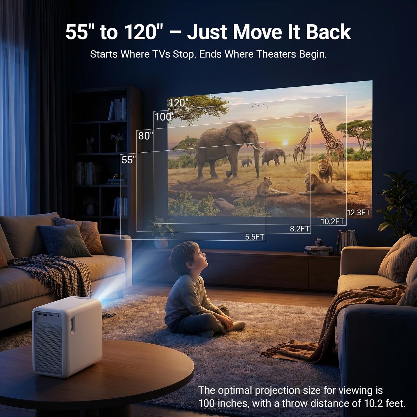 4K Support Projector Built-in Apps,3000 ANSI Lumens,Outdoor Cinema Projector with WiFi6 and Bluetooth,Auto Focus & 3D Keystone for Home Theater Bedroom Movie Night Gaming
