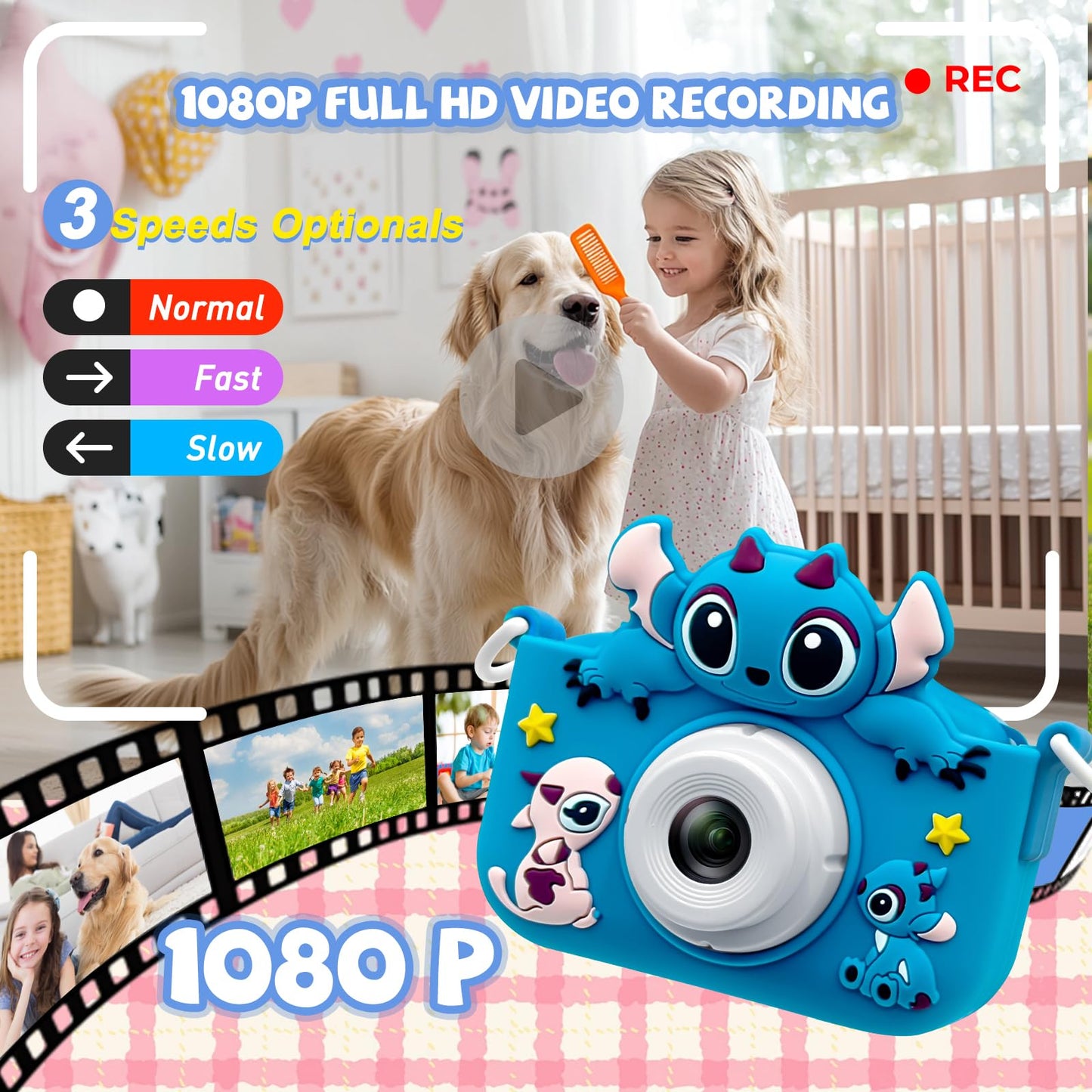 Kids Camera Toddler Digital Camera Little Girls Toy Camera for 3 4 5 7+ Years Old Boys Christmas Birthday Gifts for Kids Digital Camera 40MP Dual Lens 1080P HD Video Selfie Camera with 32GB SD Card