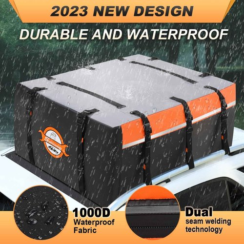 Sailnovo Rooftop Cargo Carrier 20 Cubic PVC Car Roof Cargo Carrier Waterproof Soft-Shell Includes Anti-Slip Mat, 6 Door Hooks, Car Top Carrier for Top of Vehicle with/Without Roof Rack Cross Bar