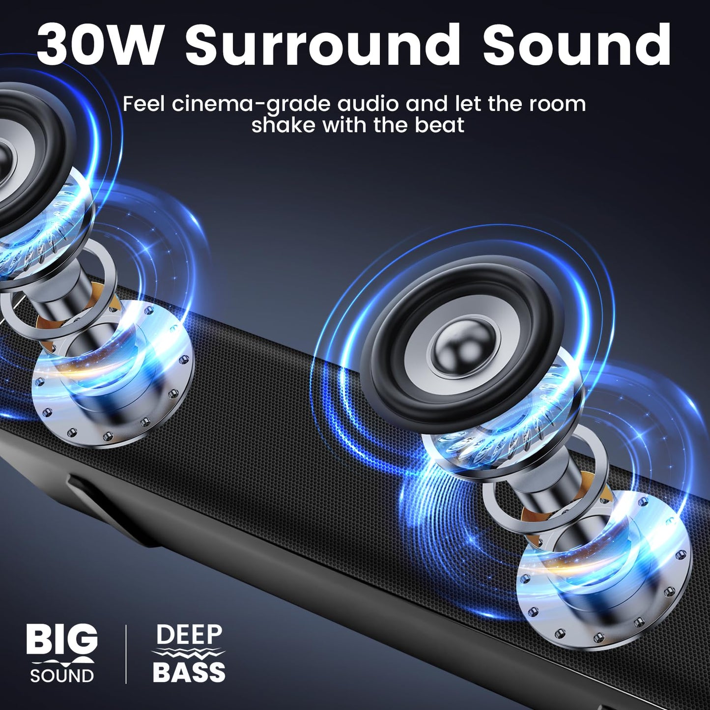ottosing Bluetooth Soundbar with Wireless Subwoofer,Sound bar with Optical/ARC/AUX and Bluetooth 5.0 Inputs, 2.1 ch Surround Sound System for TV PC Game Music/Movie/News