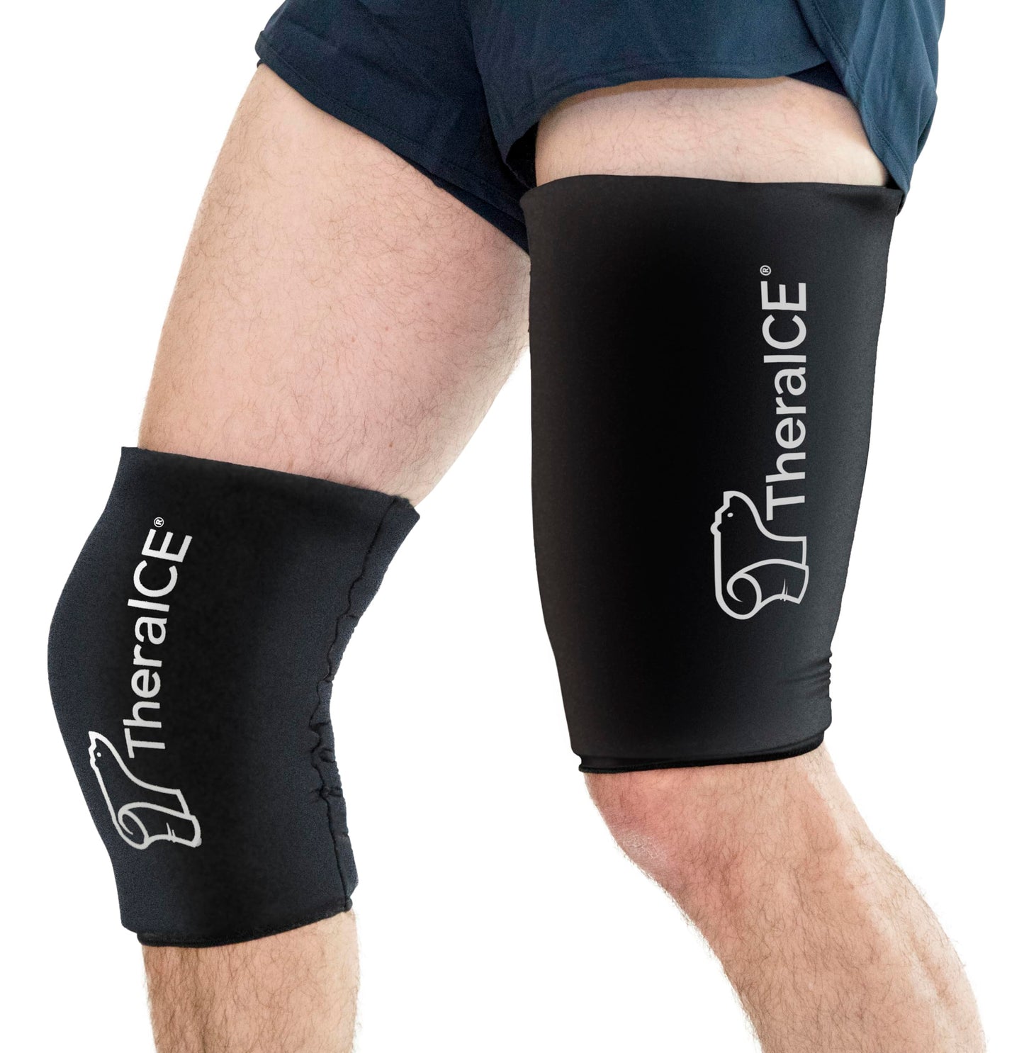 TheraICE Knee Ice Pack Wrap Compression Sleeve for Injuries, Reusable Gel Cold Packs Brace Also for Elbow, Ankle & Calf - Flexible Cold Wrap Recovery for Meniscus, ACL, MCL Pain Relief (XL)