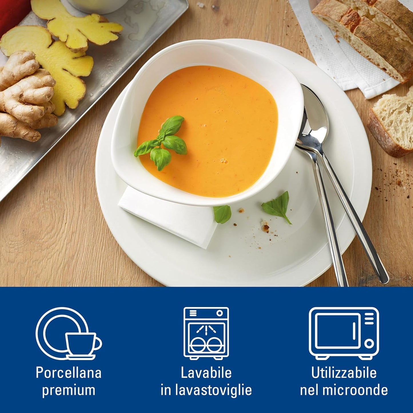 Villeroy & Boch Vapiano Soup Bowl Set, 2 Pieces, Premium Porcelain, White