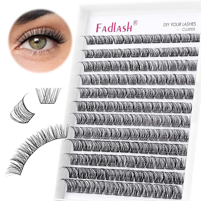 Individual Lashes 96 pcs D Curl Lash Clusters Mixed Length Individual Lash Extensions Cluster Lashes DIY Lash Extension Supplies Eyelash Clusters (F4-0.07D, 12-18mm)