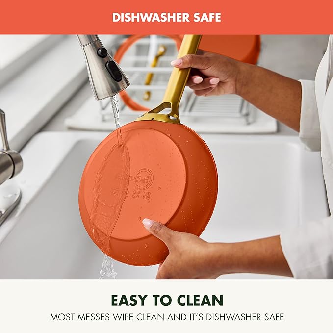 GreenPan Nonstick Reserve Pro 10” & 12” Frying Pan Set, NSF Certified Ceramic, Hard Anodized PFAS-Free Skillets, Stainless Steel Handles, Oven & Dishwasher Safe, Harvest Orange